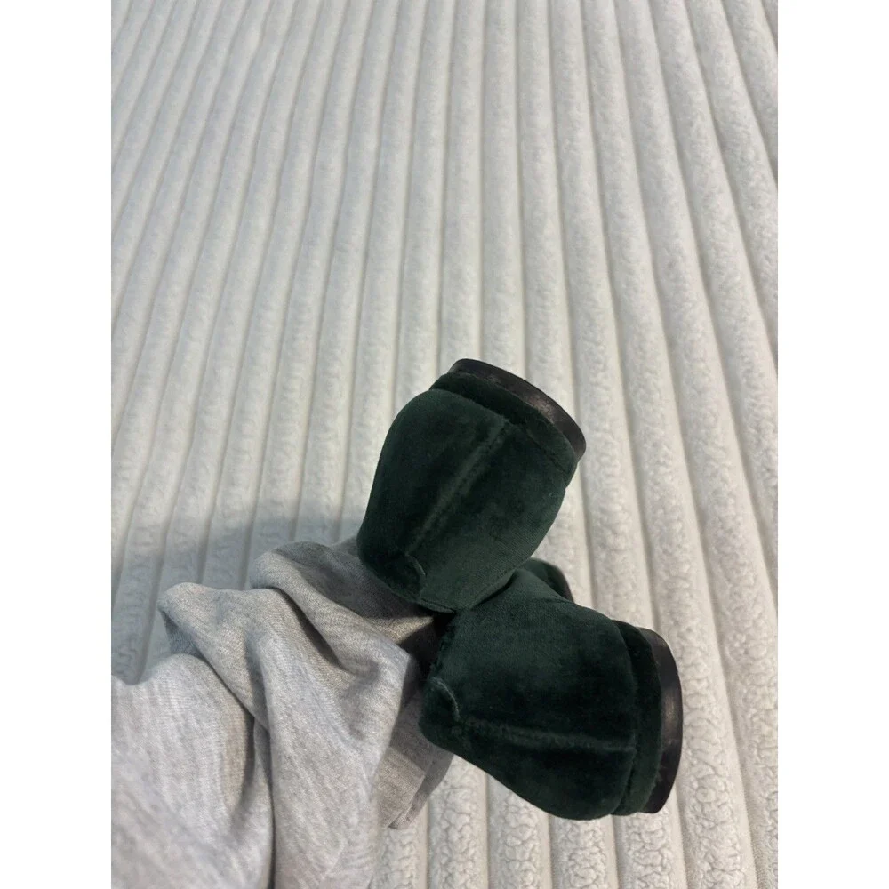 Vintage Talbots Velvet Gold Teddy Bear flats shoes Womens 8 Dark Green old money